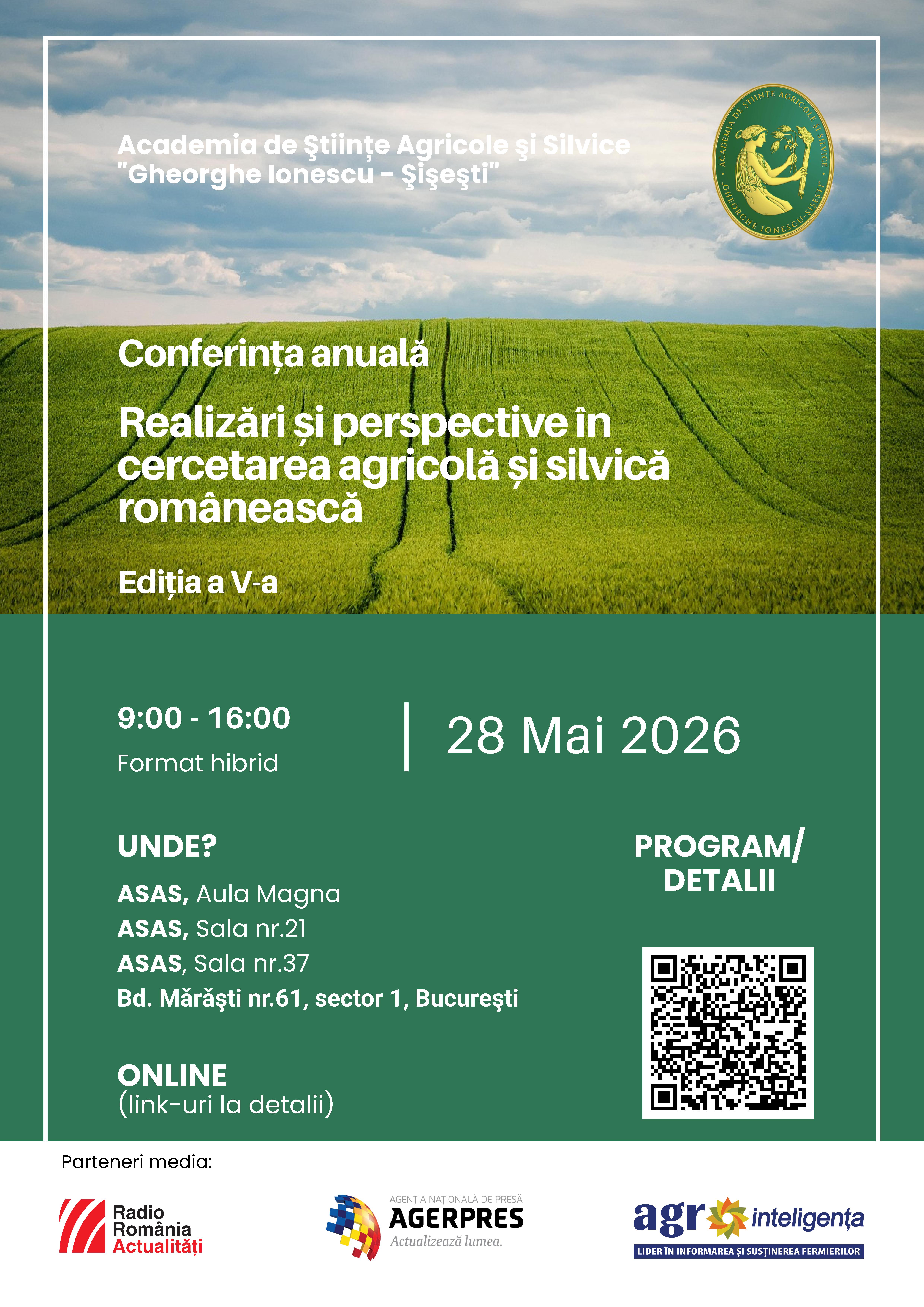 Conferința anuală ASAS Realizări și perspective în cercetarea agricolă și silvică românească